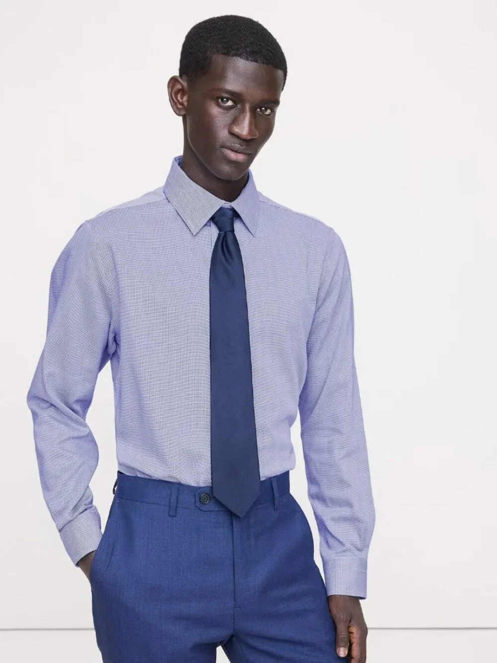 NWOT BR Wrinkle Resistant Designed Dress Shirt in Large Blue Texture Color